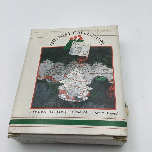 Vintage 1989 Set of Six Oneida Silver Christmas Tree Coasters - Picture 10 of 11